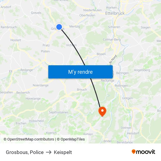 Grosbous, Police to Keispelt map