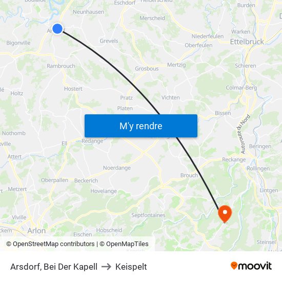 Arsdorf, Bei Der Kapell to Keispelt map