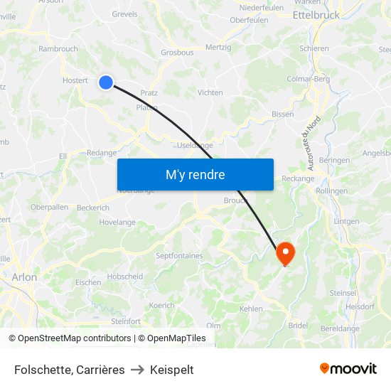 Folschette, Carrières to Keispelt map