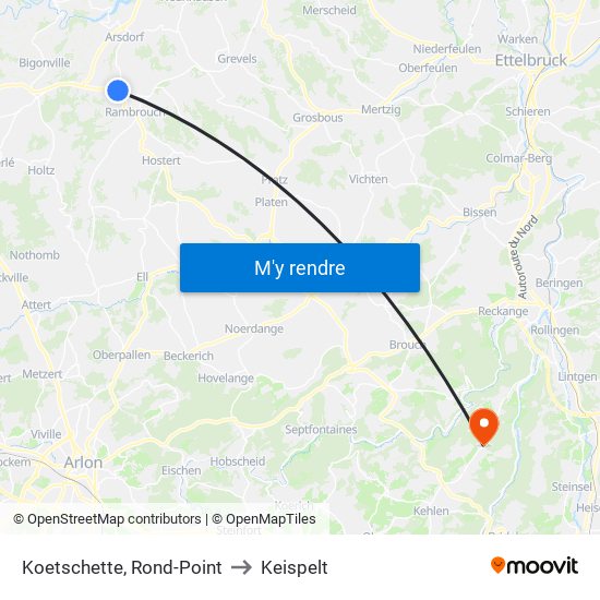 Koetschette, Rond-Point to Keispelt map