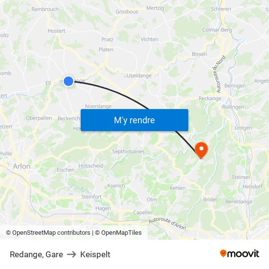 Redange, Gare to Keispelt map