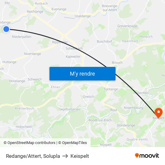 Redange/Attert, Solupla to Keispelt map