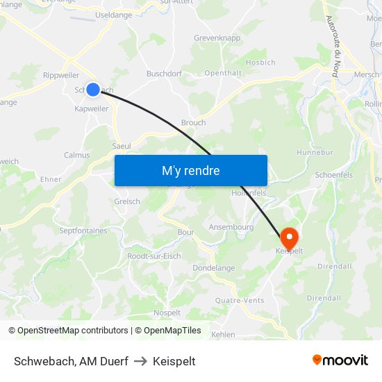 Schwebach, AM Duerf to Keispelt map