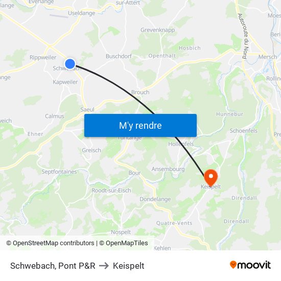 Schwebach, Pont P&R to Keispelt map