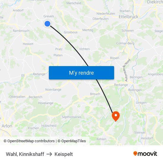 Wahl, Kinnikshaff to Keispelt map