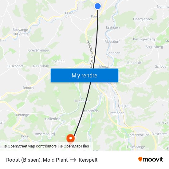 Roost (Bissen), Mold Plant to Keispelt map
