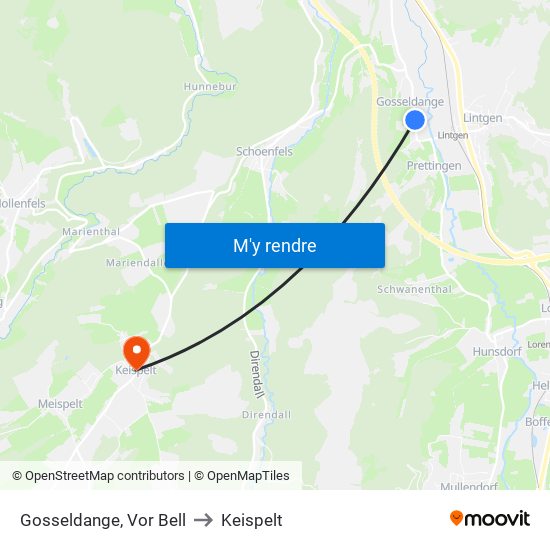 Gosseldange, Vor Bell to Keispelt map