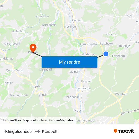 Klingelscheuer to Keispelt map