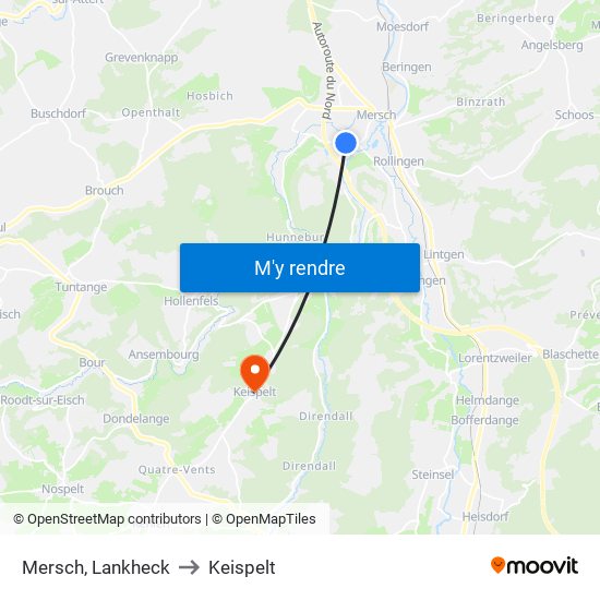 Mersch, Lankheck to Keispelt map