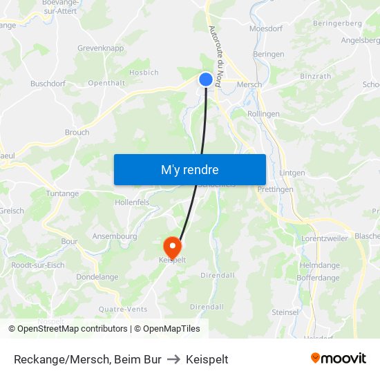 Reckange/Mersch, Beim Bur to Keispelt map
