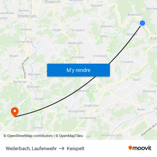 Weilerbach, Laufenwehr to Keispelt map