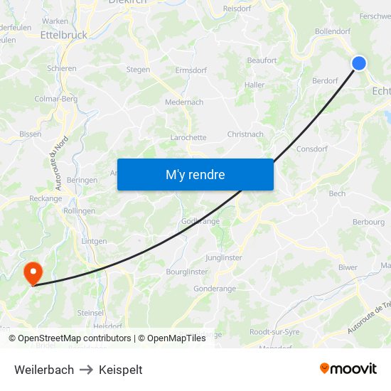 Weilerbach to Keispelt map