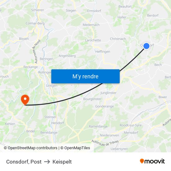 Consdorf, Post to Keispelt map