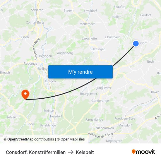 Consdorf, Konstrëfermillen to Keispelt map