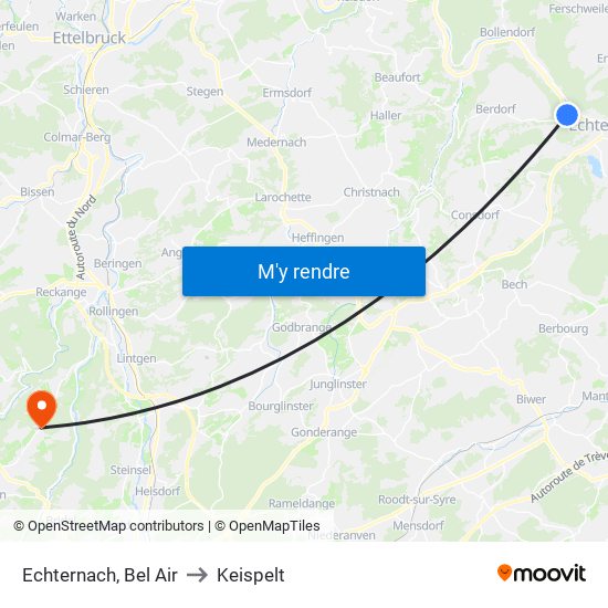 Echternach, Bel Air to Keispelt map