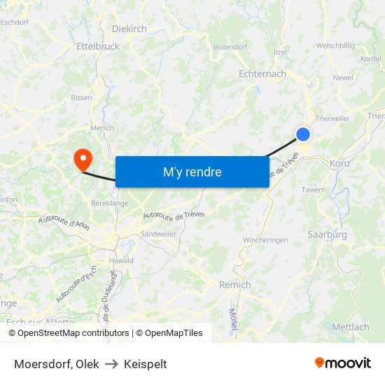 Moersdorf, Olek to Keispelt map