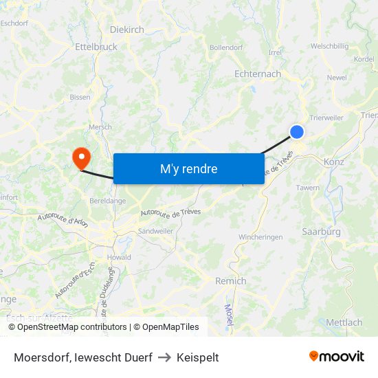 Moersdorf, Iewescht Duerf to Keispelt map