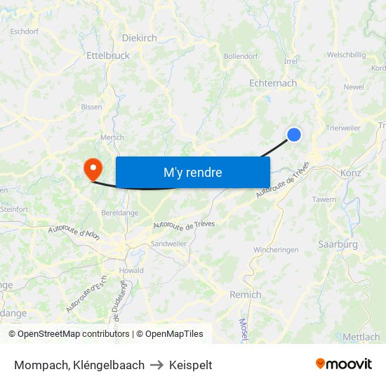 Mompach, Kléngelbaach to Keispelt map