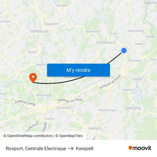 Rosport, Centrale Electrique to Keispelt map