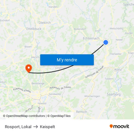 Rosport, Lokal to Keispelt map