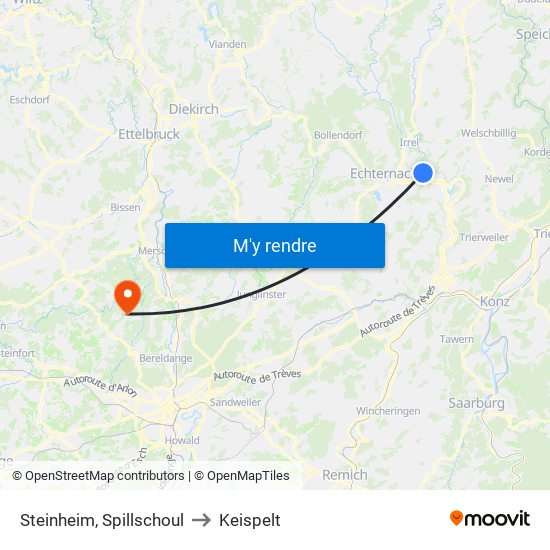 Steinheim, Spillschoul to Keispelt map