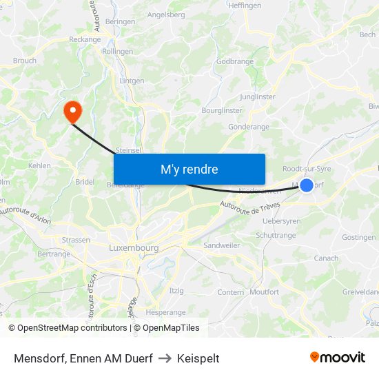 Mensdorf, Ennen AM Duerf to Keispelt map