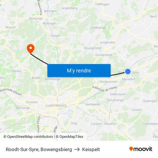 Roodt-Sur-Syre, Bowengsbierg to Keispelt map