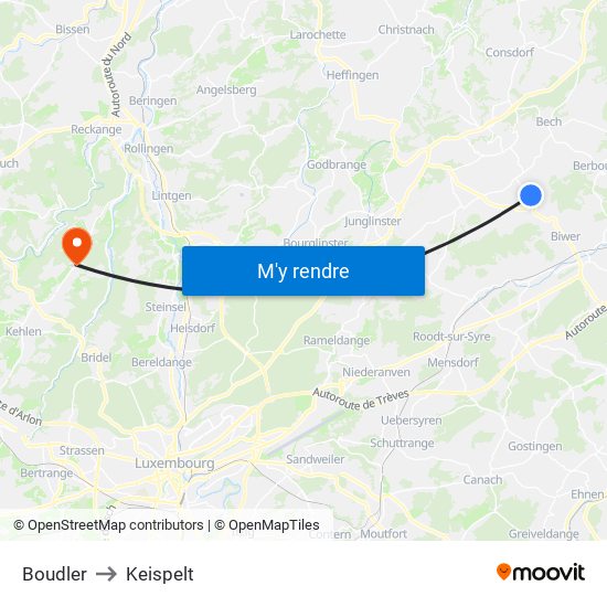 Boudler to Keispelt map