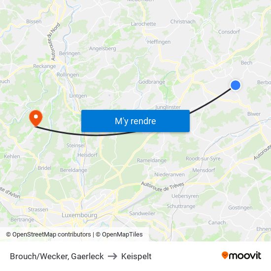 Brouch/Wecker, Gaerleck to Keispelt map