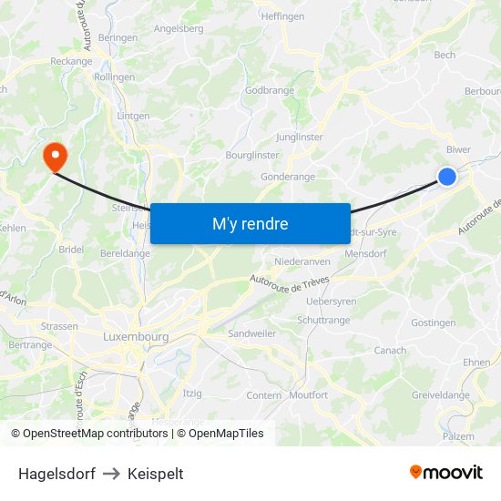 Hagelsdorf to Keispelt map