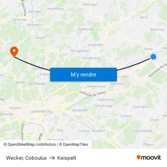 Wecker, Coboulux to Keispelt map