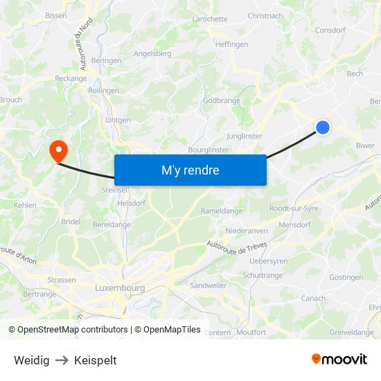 Weidig to Keispelt map