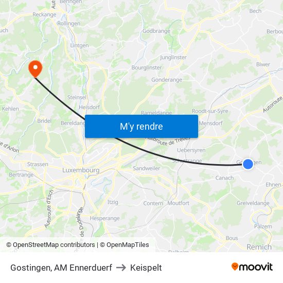 Gostingen, AM Ennerduerf to Keispelt map