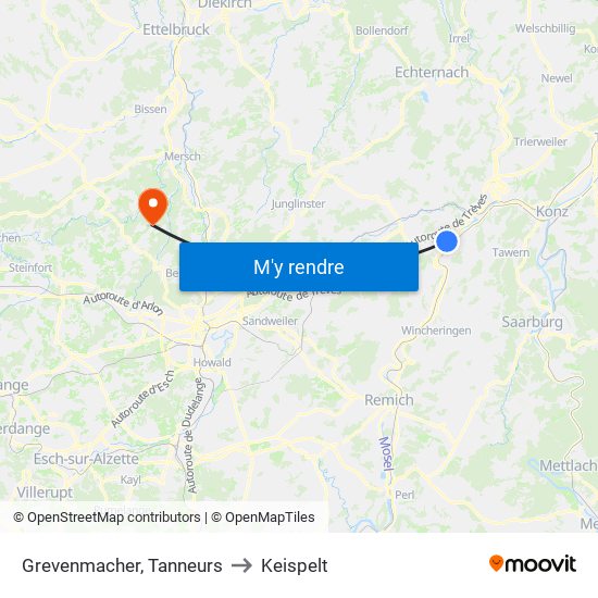 Grevenmacher, Tanneurs to Keispelt map