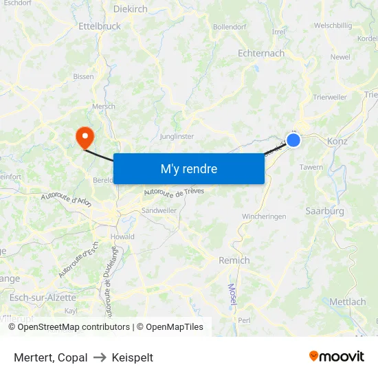 Mertert, Copal to Keispelt map
