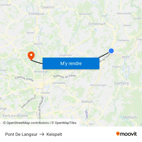 Pont De Langsur to Keispelt map