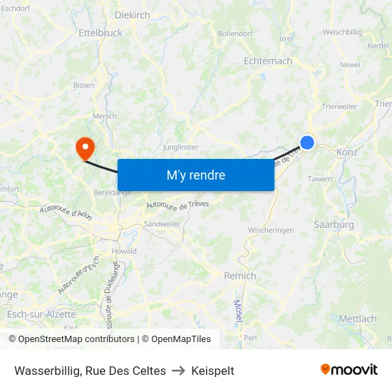 Wasserbillig, Rue Des Celtes to Keispelt map
