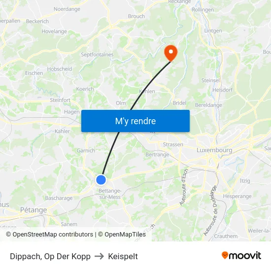 Dippach, Op Der Kopp to Keispelt map