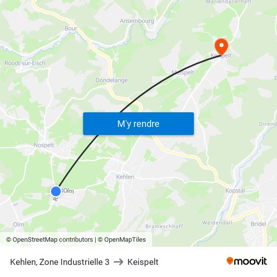 Kehlen, Zone Industrielle 3 to Keispelt map