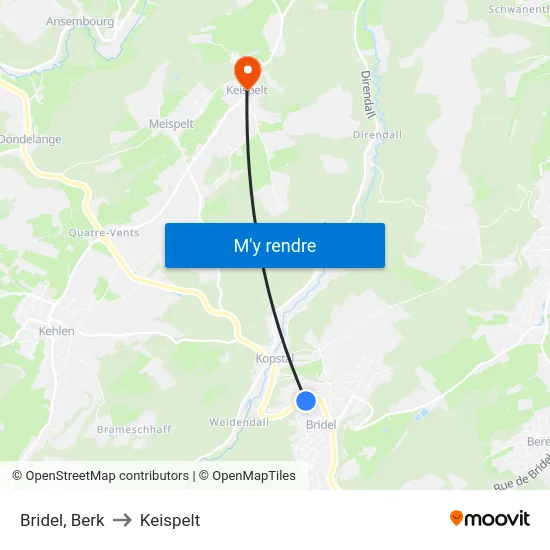 Bridel, Berk to Keispelt map