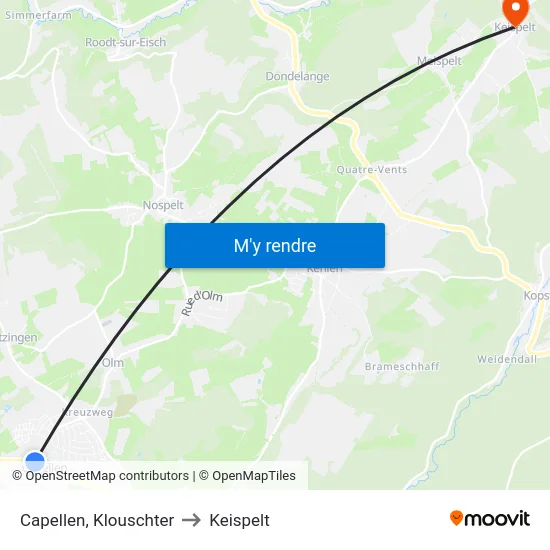 Capellen, Klouschter to Keispelt map