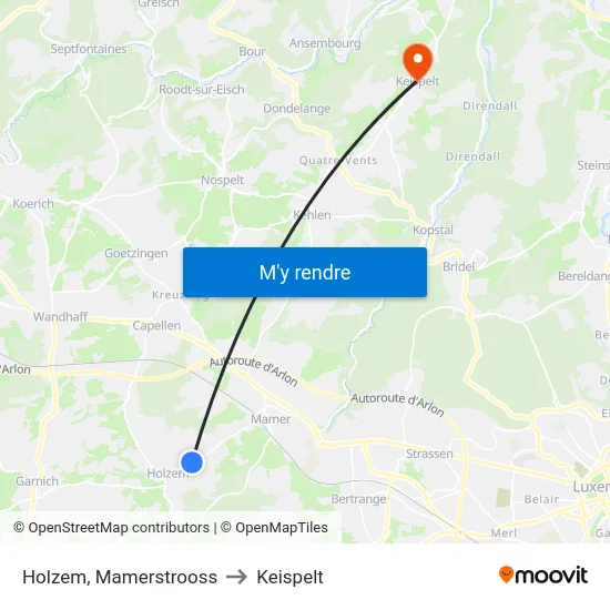 Holzem, Mamerstrooss to Keispelt map