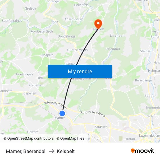 Mamer, Baerendall to Keispelt map