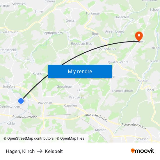 Hagen, Kiirch to Keispelt map