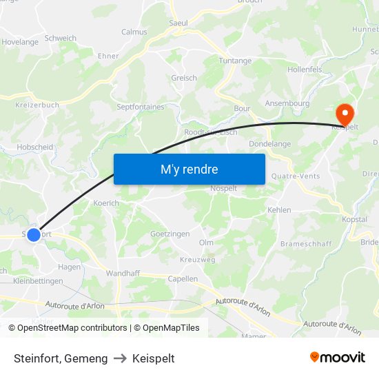 Steinfort, Gemeng to Keispelt map