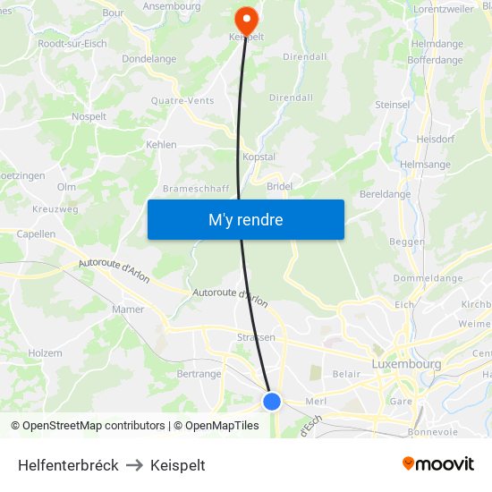 Helfenterbréck to Keispelt map