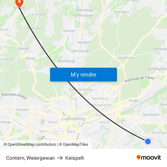 Contern, Weiergewan to Keispelt map