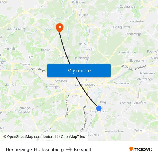 Hesperange, Holleschbierg to Keispelt map