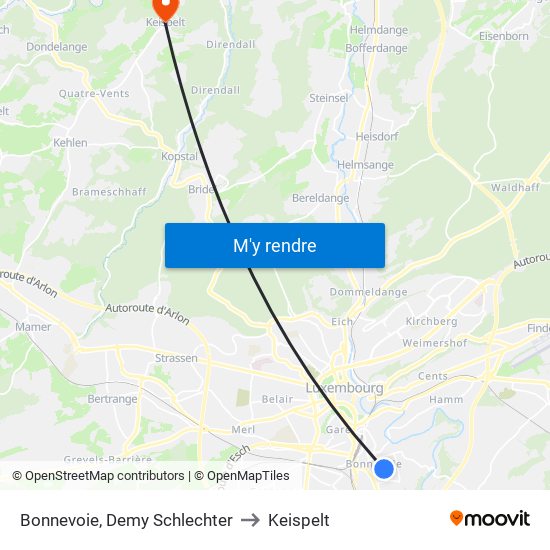 Bonnevoie, Demy Schlechter to Keispelt map