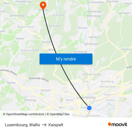 Luxembourg, Wallis to Keispelt map